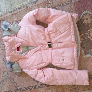South Pole Pink Puffer Jacket with Faux Fur Trim